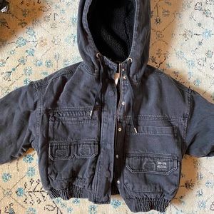 UO black sherpa lined denim jacket